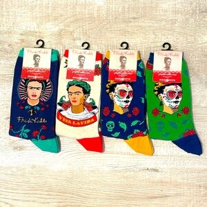Frida Kahlo socks by Socksmith - cotton, W 9-11, 4 pairs for $42 or $12 ea